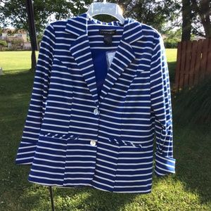 NWT LM Studio white and blue striped blazer